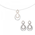 Amber Argent Set: Collier-Pendentif + Boucles d'oreilles SET-7092