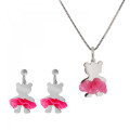 Bear Bow Argent Set: Collier-Pendentif + Boucles d'oreilles SET-7132