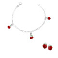 Apple Argent Set: Bracelet + boucle d'oreille SET-7149