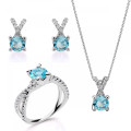 Maya Argent Set: Necklace + Earrings + Ring SET-7478/AQ