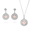 Rivera Argent Set: Collier-Pendentif + Boucles d'oreilles SET-7481/PC