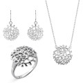 Flavie Argent Set: Necklace + Earrings + Ring SET-7502