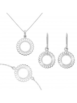 Amada Argent Set: Bracelet + Earrings + Necklace SET-7075