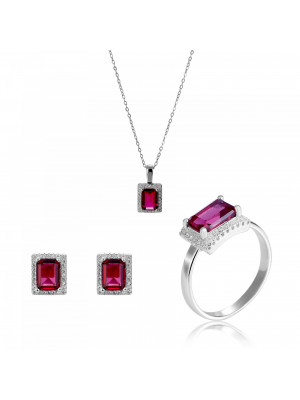 Enora Argent Set: Necklace + Earrings + Ring SET-7425/RU