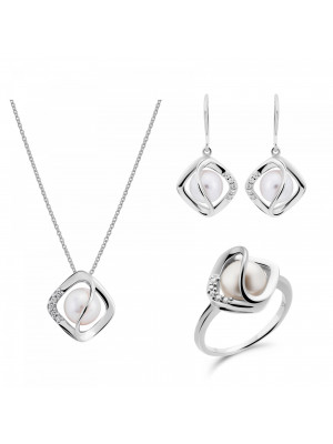 Aina Argent Set: Necklace + Earrings + Ring SET-7471