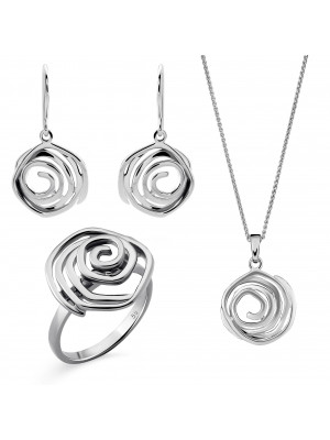 Apolline Argent Set: Necklace + Earrings + Ring SET-7500