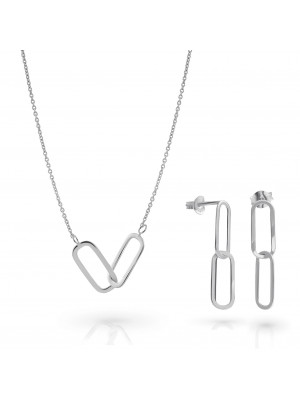 Rose Argent Set: Necklace + Earrings SET-7561