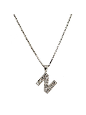 Argent Collier avec pendentif alphabet/N