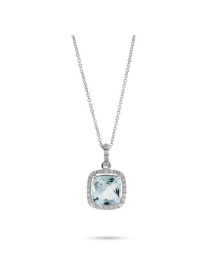 Euphelia Or blanc 18C Pendentif avec Chaine KD-2041