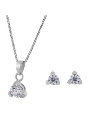 Argent Set: Collier-Pendentif + Boucles d'oreilles SET-005