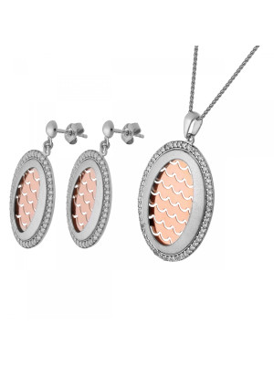 Argent Set: Collier-Pendentif + Boucles d'oreilles SET-065