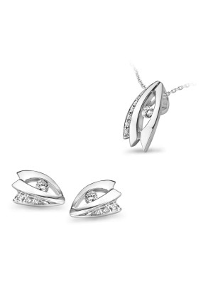 Argent Set: Collier-Pendentif + Boucles d'oreilles SET-5040