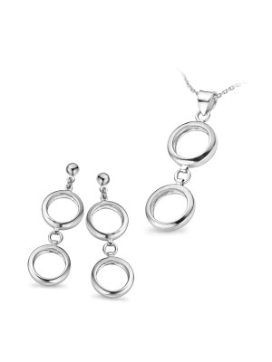 Argent Set: Collier-Pendentif + Boucles d'oreilles SET-5065