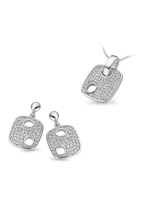 Argent Set: Collier-Pendentif + Boucles d'oreilles SET-5098