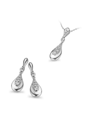 Argent Set: Collier-Pendentif + Boucles d'oreilles SET-5107