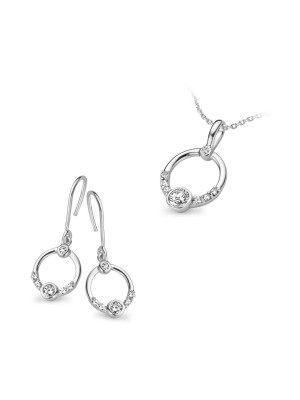 Argent Set: Collier-Pendentif + Boucles d'oreilles SET-5127