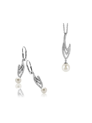 Argent Set: Collier-Pendentif + Boucles d'oreilles SET-5173