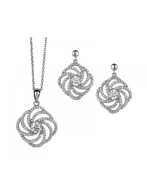 Argent Set: Collier-Pendentif + Boucles d'oreilles SET-5178