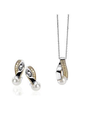 Argent Set: Collier-Pendentif + Boucles d'oreilles SET-5204