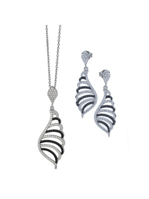 Argent Set: Collier-Pendentif + Boucles d'oreilles SET-5227