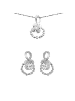 Argent Set: Collier-Pendentif + Boucles d'oreilles SET-5236