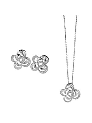 Argent Set: Collier-Pendentif + Boucles d'oreilles SET-5250