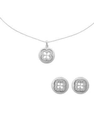 Argent Set: Collier-Pendentif + Boucles d'oreilles SET-5256