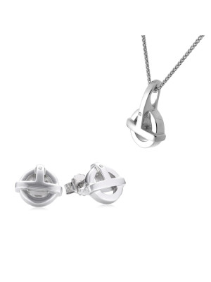 Argent Set: Collier-Pendentif + Boucles d'oreilles SET-5677