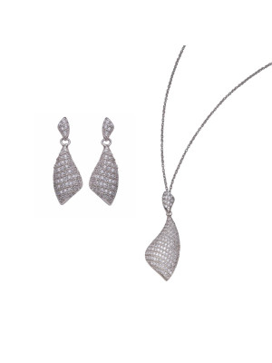 Argent Set: Collier-Pendentif + Boucles d'oreilles SET-5884