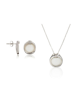 Argent Set: Collier-Pendentif + Boucles d'oreilles SET-5901