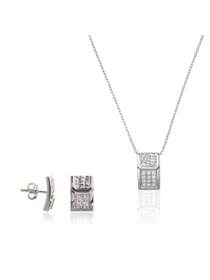 Argent Set: Collier-Pendentif + Boucles d'oreilles SET-5902