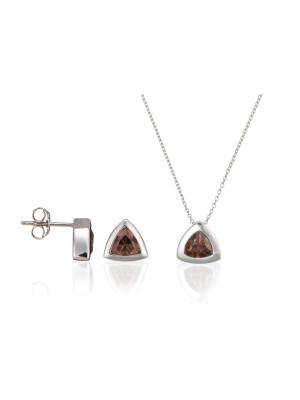 Argent Set: Collier-Pendentif + Boucles d'oreilles SET-5909