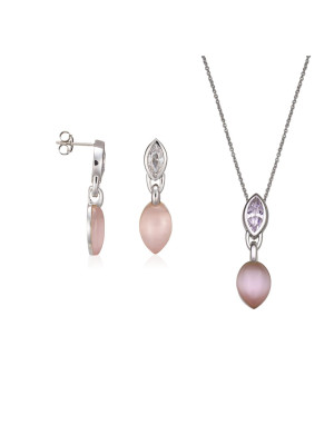 Argent Set: Collier-Pendentif + Boucles d'oreilles SET-5915