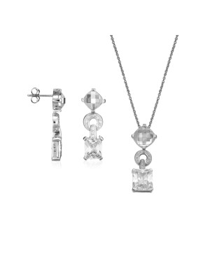 Argent Set: Collier-Pendentif + Boucles d'oreilles SET-5919