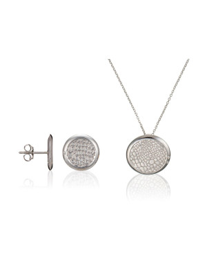 Argent Set: Collier-Pendentif + Boucles d'oreilles SET-5924