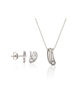 Argent Set: Collier-Pendentif + Boucles d'oreilles SET-5928