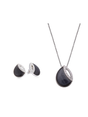 Argent Set: Collier-Pendentif + Boucles d'oreilles SET-5929