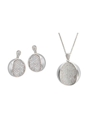 Argent Set: Collier-Pendentif + Boucles d'oreilles SET-5936