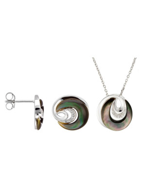 Argent Set: Collier-Pendentif + Boucles d'oreilles SET-5987