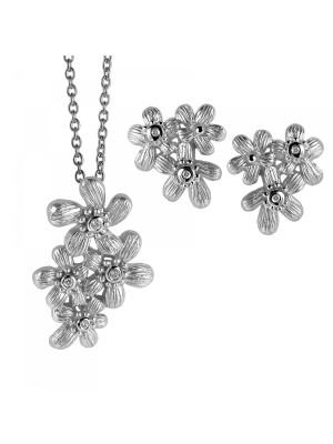 Argent Set: Collier-Pendentif + Boucles d'oreilles SET-6026