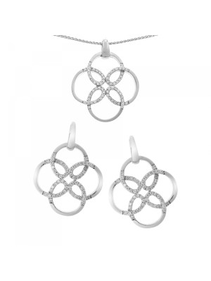 Argent Set: Collier-Pendentif + Boucles d'oreilles SET-6085