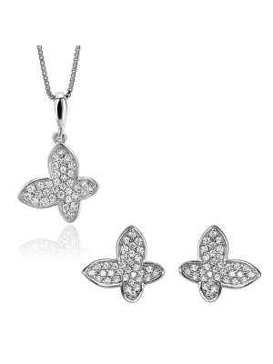 Jolie  Argent Set: Collier-Pendentif + Boucles d'oreilles SET-7044