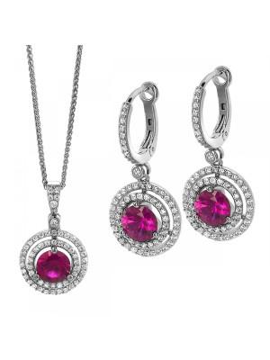 Belina Argent Set: Collier-Pendentif + Boucles d'oreilles SET-7049