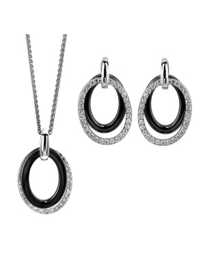 Alvia Argent Set: Collier-Pendentif + Boucles d'oreilles SET-7067