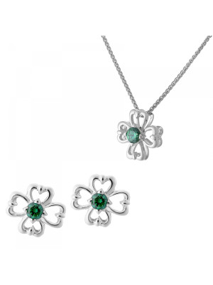 Saffina Argent Set: Collier-Pendentif + Boucles d'oreilles SET-7081