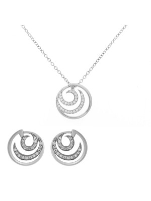 Elaine Argent Set: Collier-Pendentif + Boucles d'oreilles SET-7084