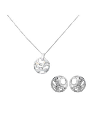 Elvina Argent Set: Collier-Pendentif + Boucles d'oreilles SET-7085