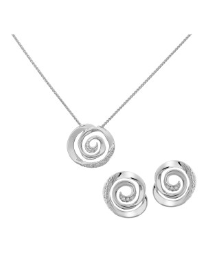 Cora Argent Set: Collier-Pendentif + Boucles d'oreilles SET-7087