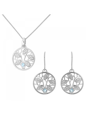 Oceane Argent Set: Collier-Pendentif + Boucles d'oreilles SET-7090