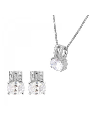 Alena Argent Set: Collier-Pendentif + Boucles d'oreilles SET-7122